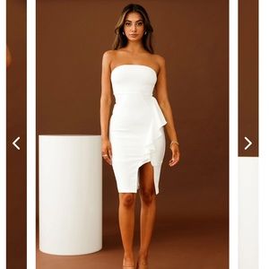 Selfie Leslie Ruffle Bandeau White Dress